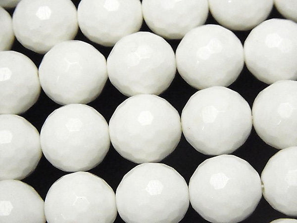 White Shell 128Faceted Round 14mm half or 1strand beads (aprx.15inch / 36cm)
