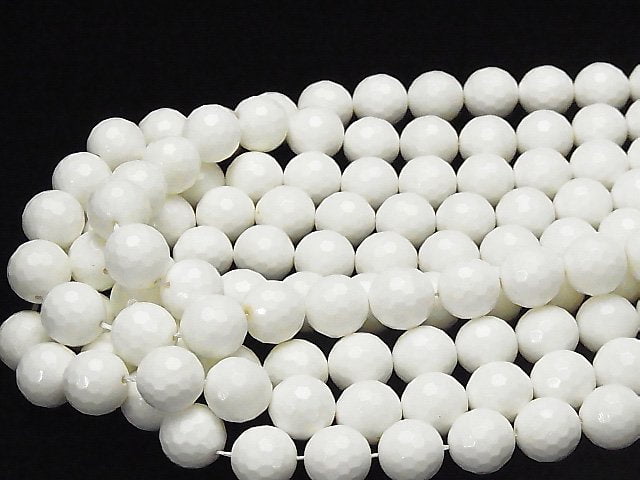 White Shell 128Faceted Round 14mm half or 1strand beads (aprx.15inch / 36cm)