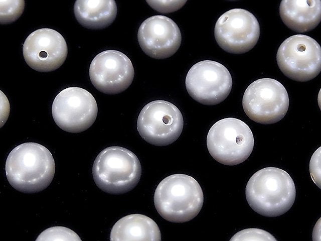 [Video] Fresh Water Pearl AAA Round 5-5.5mm [Half Drilled Hole] Silver 2pairs $6.79!