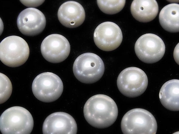[Video] Fresh Water Pearl AAA Round 7-7.5mm [Half Drilled Hole] Silver 1pair $11.79!