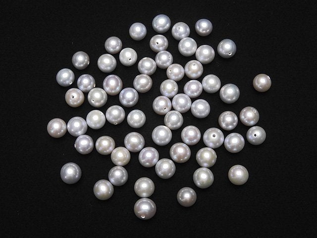[Video]Fresh Water Pearl AAA Round 8-8.5mm [Half Drilled Hole] Silver 1pair
