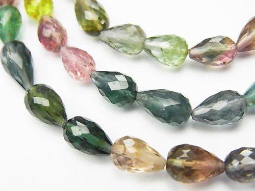 [Video] [One of a kind] Top Quality Multicolor Tourmaline AAAA Vertical Hole Faceted Drop Necklace NO.1