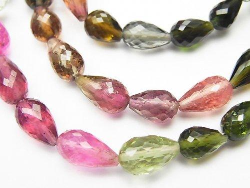 [Video] [One of a kind] Top Quality Multicolor Tourmaline AAAA Vertical Hole Faceted Drop Necklace NO.4