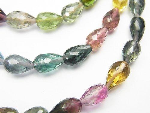 [Video] [One of a kind] Top Quality Multicolor Tourmaline AAAA Vertical Hole Faceted Drop Necklace NO.6