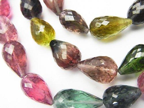 [Video] [One of a kind] Top Quality Multicolor Tourmaline AAAA Vertical Hole Faceted Drop Necklace NO.12