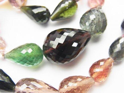 [Video] [One of a kind] Top Quality Multicolor Tourmaline AAAA Vertical Hole Faceted Drop Necklace NO.14