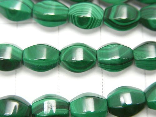 Malachite AAA 6Faceted Rice 8x6x6mm half or 1strand beads (aprx.15inch/38cm)