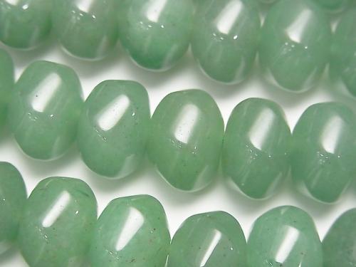 Green Aventurine 6Faceted Twist xFaceted Button Roundel 14x14x10mmhalf or 1strand beads (aprx.15inch/37cm)