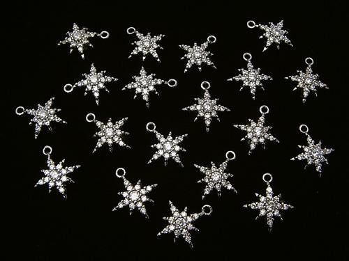 Metal Parts Star Motif Charm 15 x 11 mm Silver Color (with CZ) 1 pc
