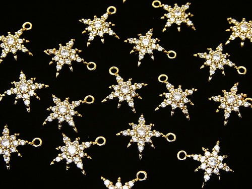 Metal Parts Star Motif Charm 14x12mm Gold Color (with CZ) 1pc