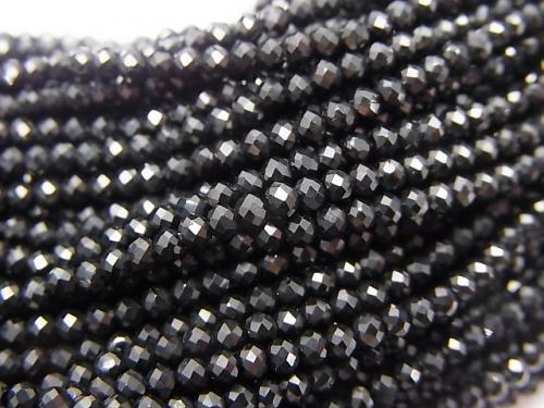 Diamond Cut!  High Quality Black Spinel AAA ++ Faceted Button Roundel 2x2x1.5mm 1strand (aprx.15inch / 37cm)