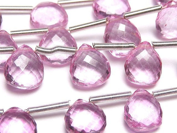 [Video] MicroCut High Quality Pink Topaz AAA+ Chestnut Faceted Briolette 1strand (8pcs)