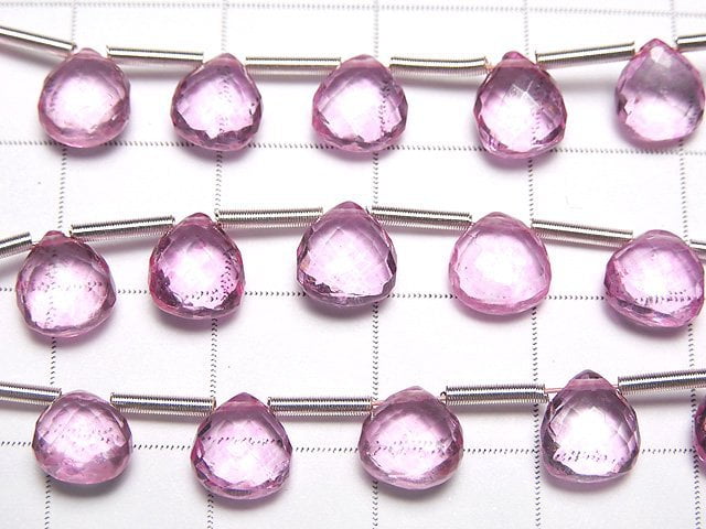 [Video] MicroCut High Quality Pink Topaz AAA+ Chestnut Faceted Briolette 1strand (8pcs)