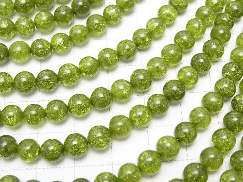 1strand $6.79! Green color 2 Cracked Crystal Round 6mm 1strand (aprx.15inch / 38cm)