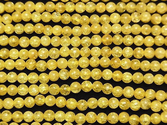 [Video] Yellow Color Cracked Crystal Round 4mm 1strand beads (aprx.15inch/37cm)