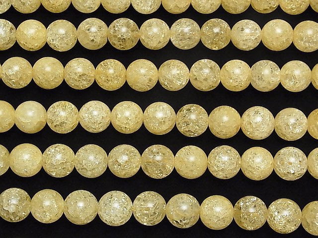 [Video] Yellow Cracked Crystal Round 12mm half or 1strand beads (aprx.15inch/36cm)