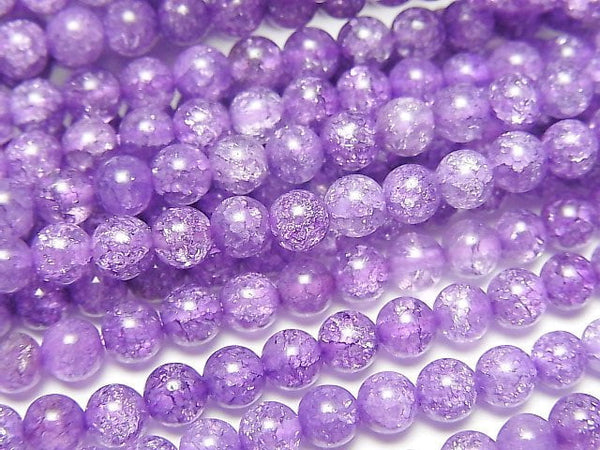 [Video] Purple Color 2 Cracked Crystal Round 4mm 1strand beads (aprx.15inch/36cm)