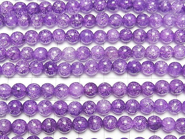 [Video] Purple Color 2 Cracked Crystal Round 6mm 1strand beads (aprx.15inch/36cm)