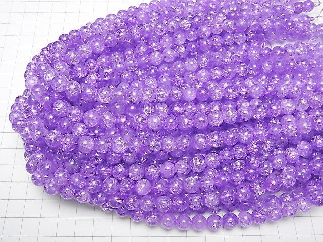 [Video] Purple Color 2 Cracked Crystal Round 8mm 1strand beads (aprx.15inch/36cm)