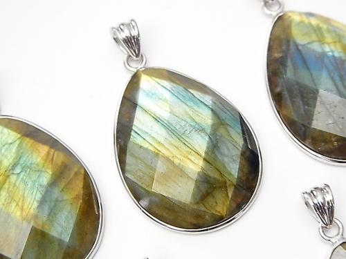 Labradorite AAA Faceted Pear Shape Pendant 31x23x6mm Silver925