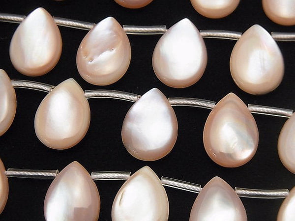 [Video]High Quality Pink Shell AAA Pear shape (Smooth) 14x10x4mm 1/4 or 1strand beads (aprx.15inch/38cm)