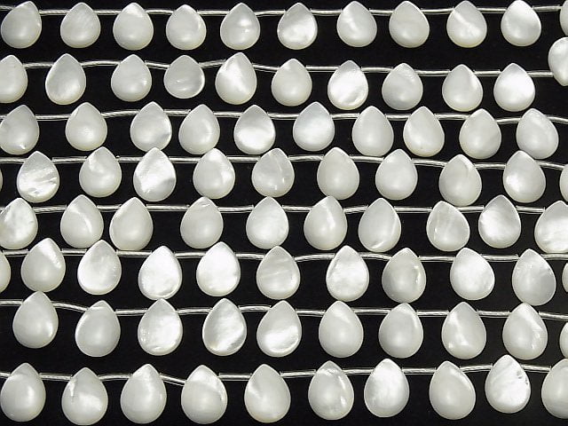 [Video]High Quality White Shell (Silver-lip Oyster )AAA Pear shape (Smooth) 14x10x4mm 1/4 or 1strand beads (aprx.15inch/38cm)