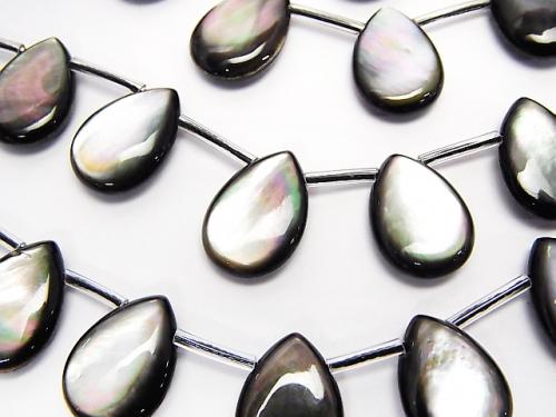High quality Black Shell (Black-lip Oyster) AAA Pear shape (Smooth) 14 x 10 x 4 mm 1/4 or 1strand (aprx.15 inch / 38 cm)
