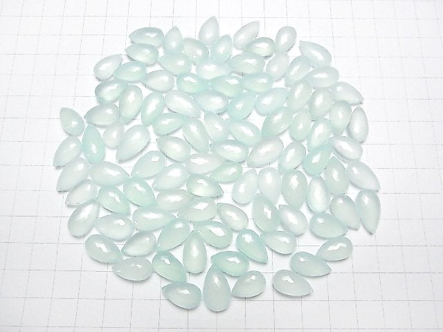 [Video] MicroCut High Quality Sea Blue Chalcedony AAA Pear shape Faceted Briolette 5pcs