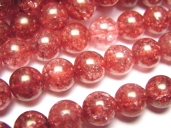 [Video] Red Color 1 Cracked Crystal Round 8mm 1strand beads (aprx.15inch/37cm)