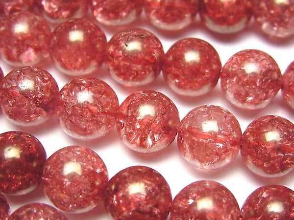 [Video] Red Color 1 Cracked Crystal Round 10mm half or 1strand beads (aprx.15inch/36cm)