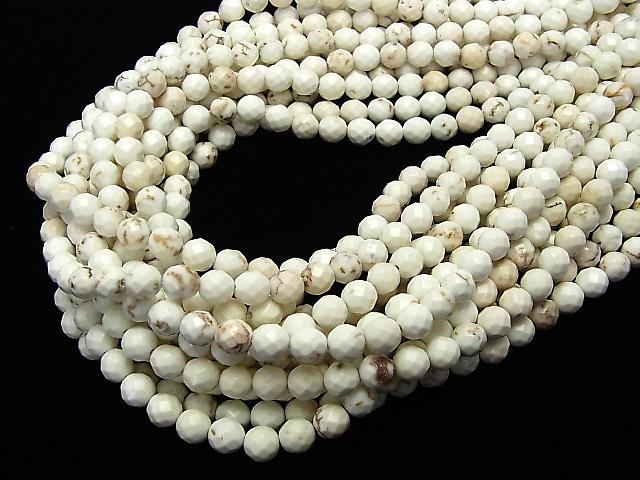 Magnesite 64Faceted Round 6mm 1strand beads (aprx.15inch/38cm)