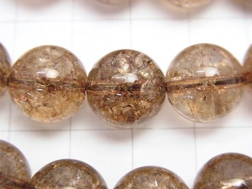 Brown color Cracked Crystal Round 12mm half or 1strand (aprx.15inch / 37cm)