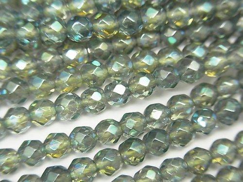 Green flash crystal 32 Faceted Round 4 mm half or 1 strand beads (aprx. 15 inch / 37 cm)