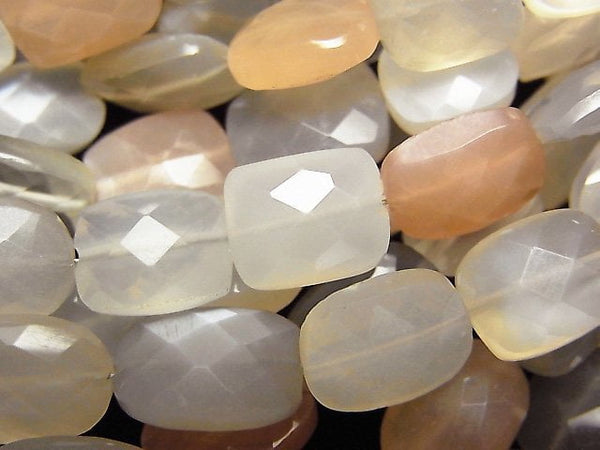 [Video] High Quality Multicolor Moonstone AAA- Faceted Rectangle 1strand beads (aprx.8inch / 20cm)