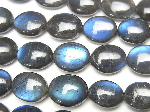 [Video] High Quality Black Labradorite AAA- Oval 1strand beads (aprx.16inch / 40cm)