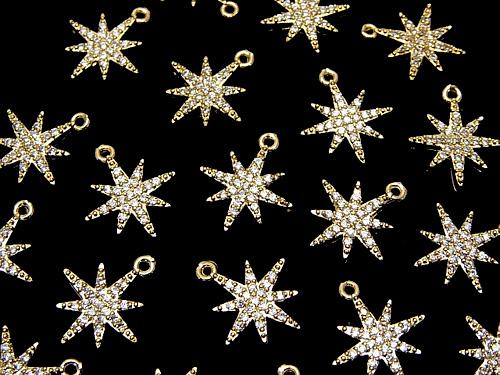 2pcs $3.59! Metal Parts Star motif Star motif charm 14 x 12 mm gold color (with CZ) 2 pcs