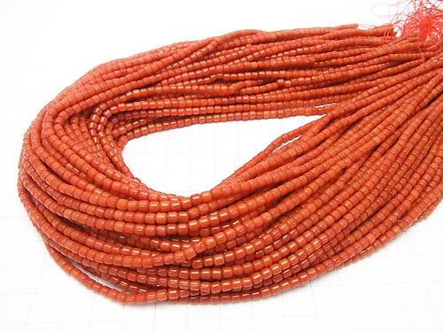 1strand $4.79!Red  Coral (Dyed) Roundel (Tube) 3 x 3 x 3 mm 1strand (aprx.15 inch / 38 cm)