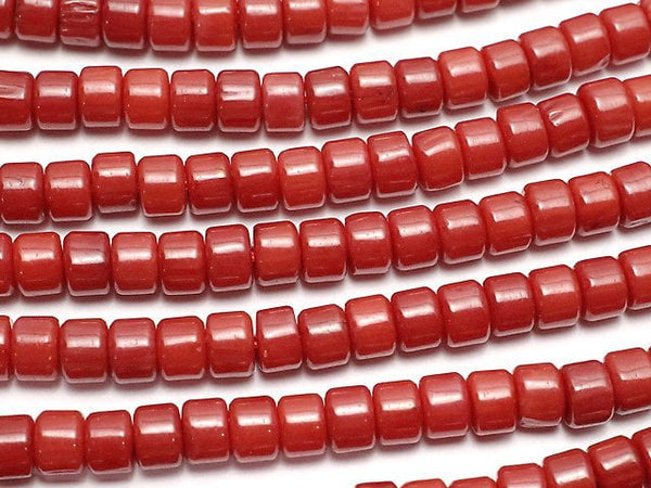Red Coral (Dyed) Roundel (Heishi)4x4x3mm 1strand beads (aprx.15inch/37cm)