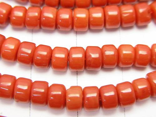 1strand $6.79!Red  Coral (Dyed) Roundel (Tube) 5 x 5 x 3 mm 1strand (aprx.15 inch / 38 cm)
