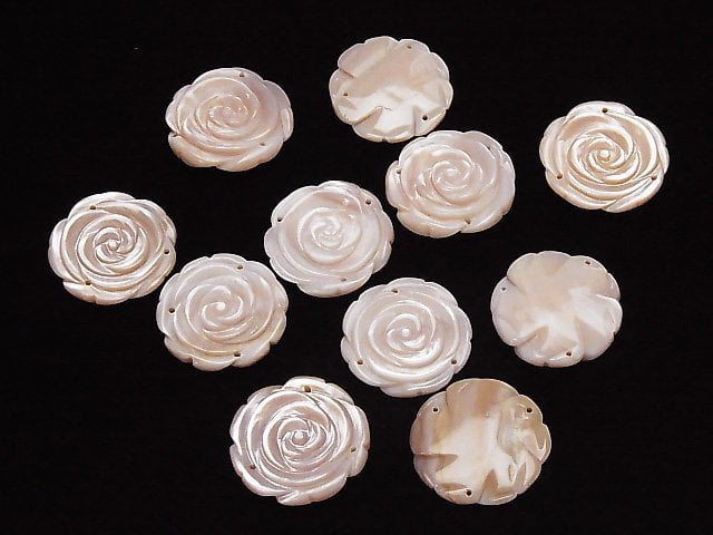 [Video] High Quality Pink Shell Rose 22mm 3 Holes 1pc