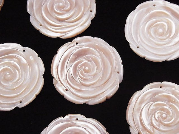 [Video] High Quality Pink Shell Rose 30mm 3 Holes 1pc