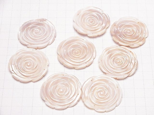 [Video] High Quality Pink Shell Rose 40mm 3 Holes 1pc