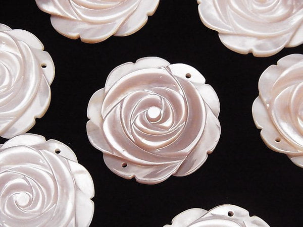 [Video] High Quality Pink Shell Rose 30mm 2 Holes 1pc