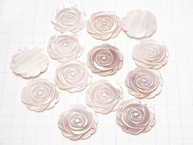 [Video] High Quality Pink Shell Rose 30mm 2 Holes 1pc