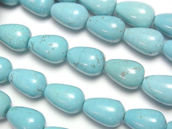 [Video]Magnesite Turquoise Vertical Hole Drop (Smooth) 12x8x8mm 1strand beads (aprx.15inch/37cm)
