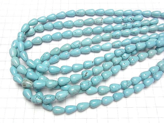 [Video]Magnesite Turquoise Vertical Hole Drop (Smooth) 12x8x8mm 1strand beads (aprx.15inch/37cm)