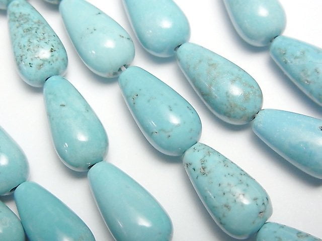 [Video]Magnesite Turquoise Vertical Hole Drop (Smooth) 16x7x7mm 1strand beads (aprx.15inch/36cm)