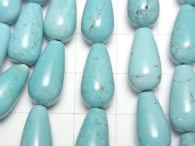 [Video]Magnesite Turquoise Vertical Hole Drop (Smooth) 16x7x7mm 1strand beads (aprx.15inch/36cm)