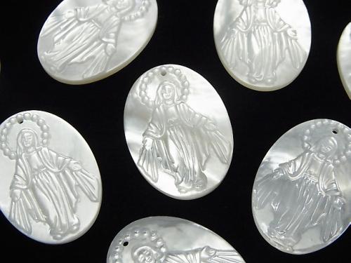 High quality White Shell AAA Virgin Mary Carving Oval [20 x 15] [25 x 19] 1 pc