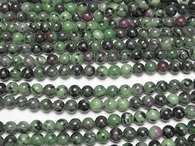 Ruby Inzoisite Round 6mm 1strand beads (aprx.15inch/37cm)